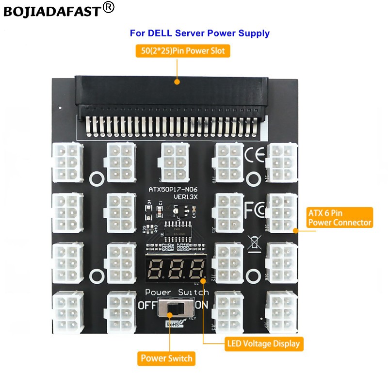 17 * PCI-E 6Pin Konnektör Kesm - 2400W Server Psu Breakout Board incelemesi ve fiyatı